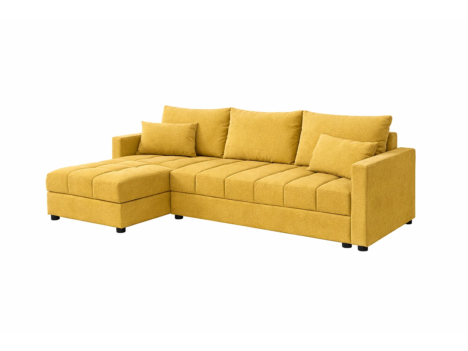 ECKSOFA AURELIA– in L-Form mit Schlaffunktion Bettkasten & Kissen Stoff KRONOS 226 cm Gelb