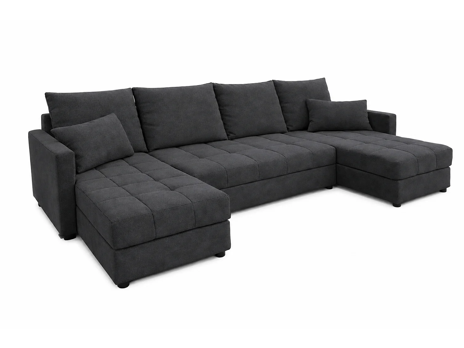 Wohnlandschaft AURELIA – Ecksofa in U-Form mit Schlaffunktion, Bettkasten & Kissen Stoff KRONOS 287 cm Anthrazit