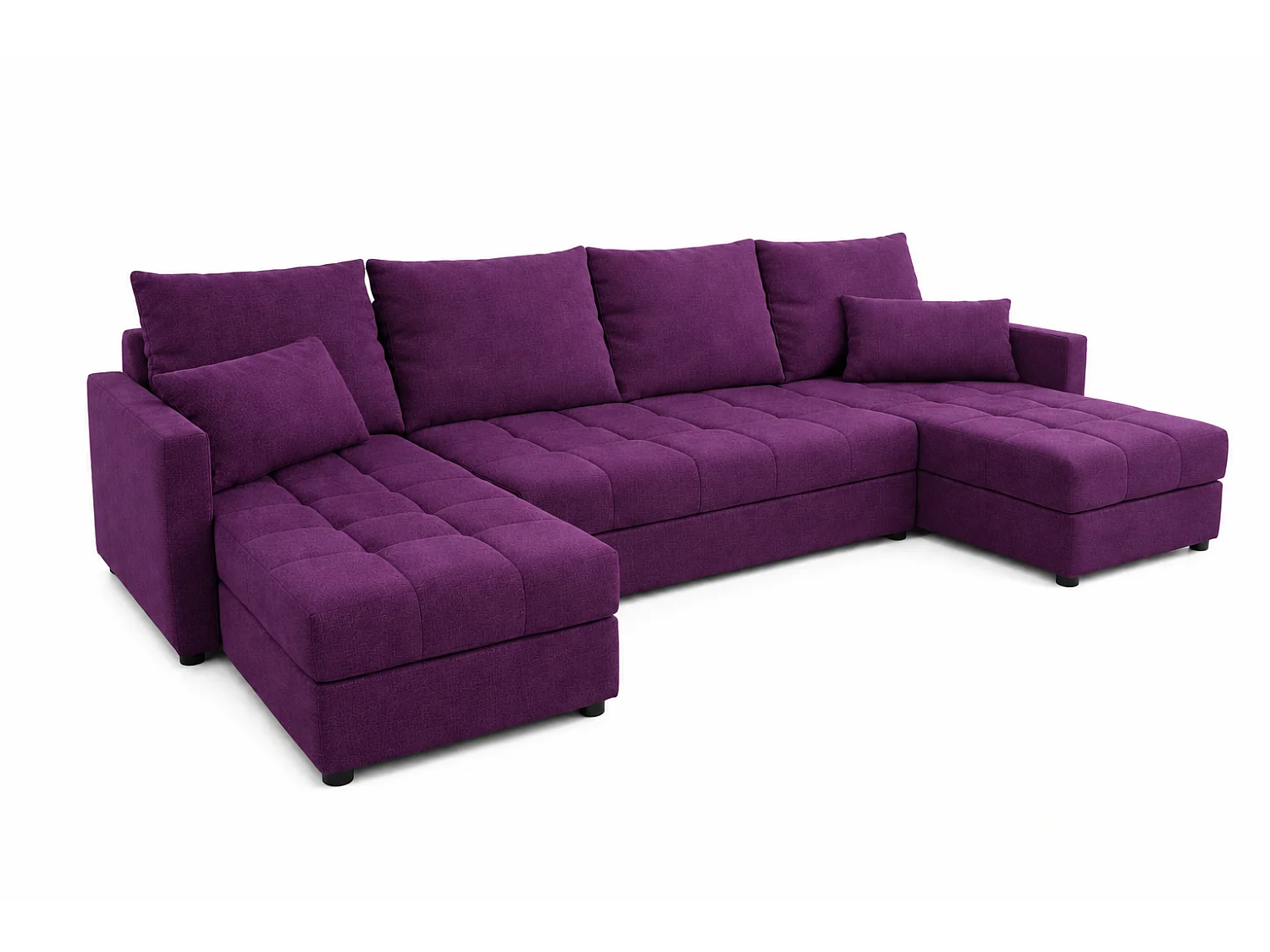 Wohnlandschaft AURELIA – Ecksofa in U-Form mit Schlaffunktion, Bettkasten & Kissen Stoff KRONOS 287 cm Violett