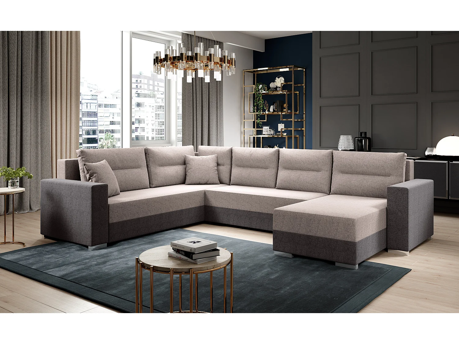 Couchgarnitur Sofa Sofagarnitur Captain U mit Schlaffunktion Wohnlandschaft