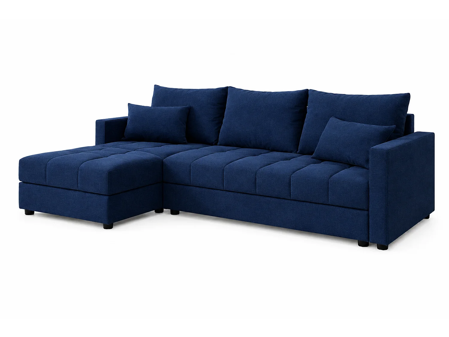 ECKSOFA AURELIA– in L-Form mit Schlaffunktion Bettkasten & Kissen Stoff KRONOS 226 cm Blau