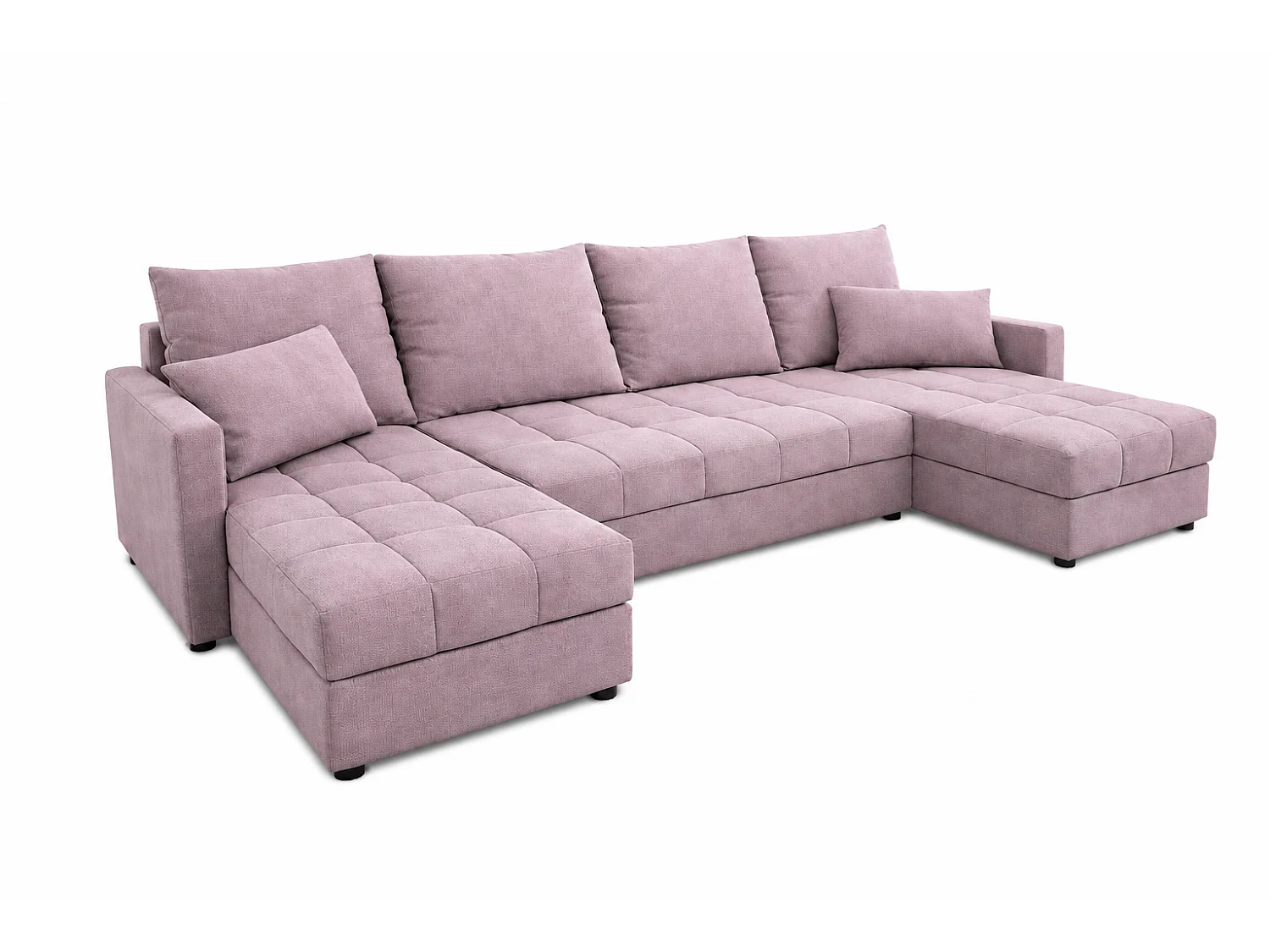 Wohnlandschaft AURELIA – Ecksofa in U-Form mit Schlaffunktion, Bettkasten & Kissen Stoff KRONOS 287 cm Rosa