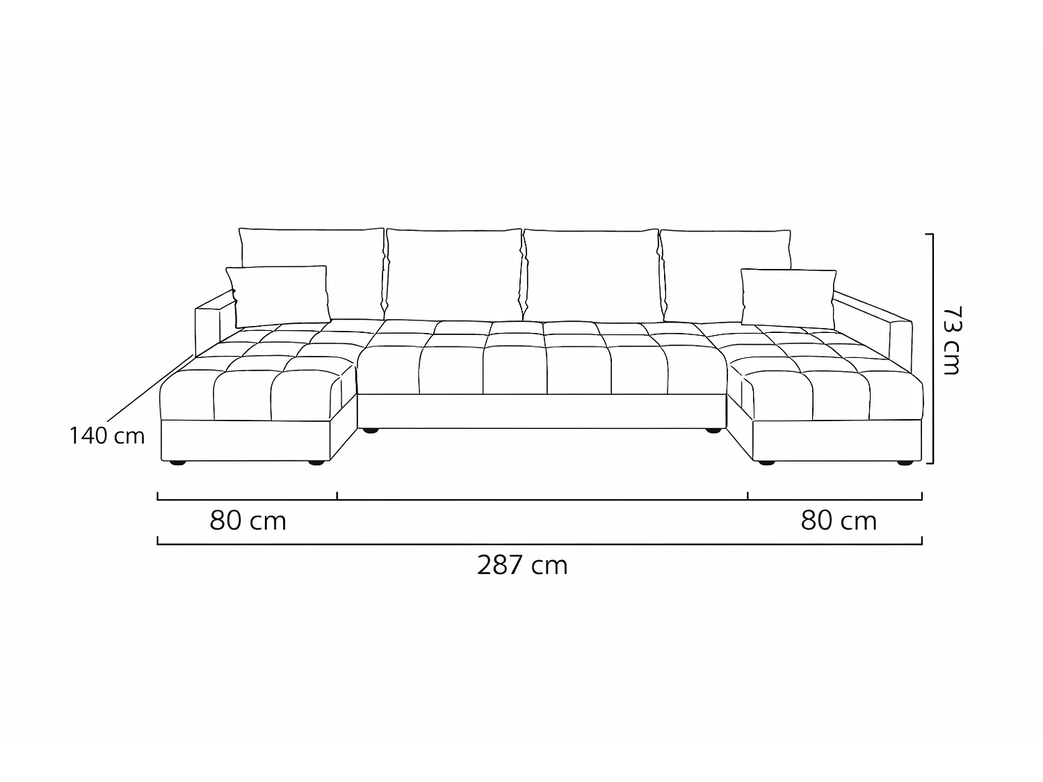 Wohnlandschaft AURELIA – Ecksofa in U-Form mit Schlaffunktion, Bettkasten & Kissen Stoff KRONOS 287 cm Rosa