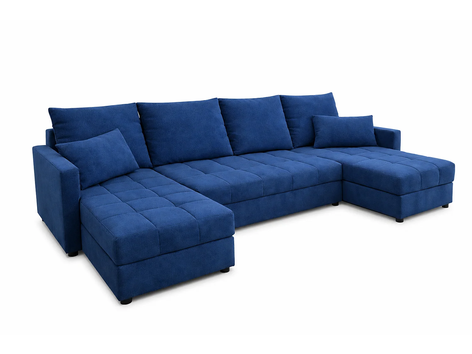 Wohnlandschaft AURELIA – Ecksofa in U-Form mit Schlaffunktion, Bettkasten & Kissen Stoff KRONOS 287 cm Blau