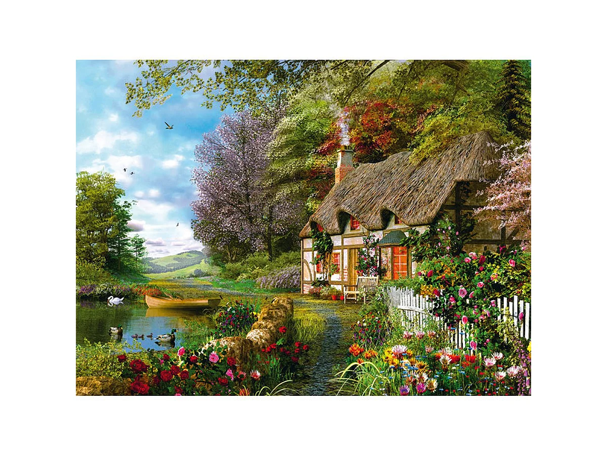 Ravensburger Puzzle 1500 pièces – Thatched Cottage by the Lake (Adulte)