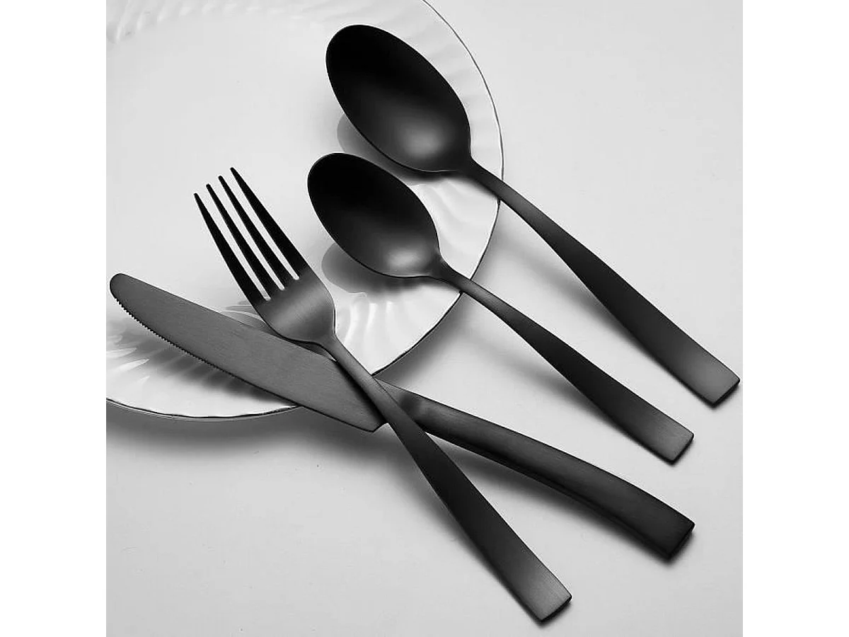 Arthur Martin AM5136 - Ménagère 24 pièces en acier inoxydable finition noir mat