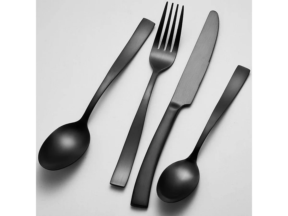 Arthur Martin AM5136 - Ménagère 24 pièces en acier inoxydable finition noir mat
