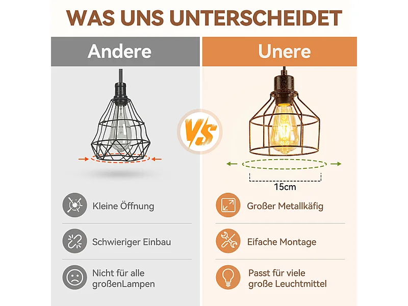 NETTLIFE Vintage-Hängeleuchte für Esstisch, Holz-Hängelampe