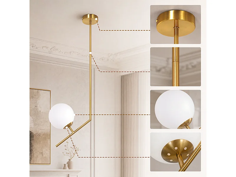 NETTLIFE Suspension or 1 lumiere boule G9 moderne pour salle a manger/cuisine