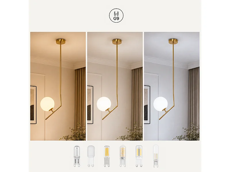 NETTLIFE Suspension or 1 lumiere boule G9 moderne pour salle a manger/cuisine