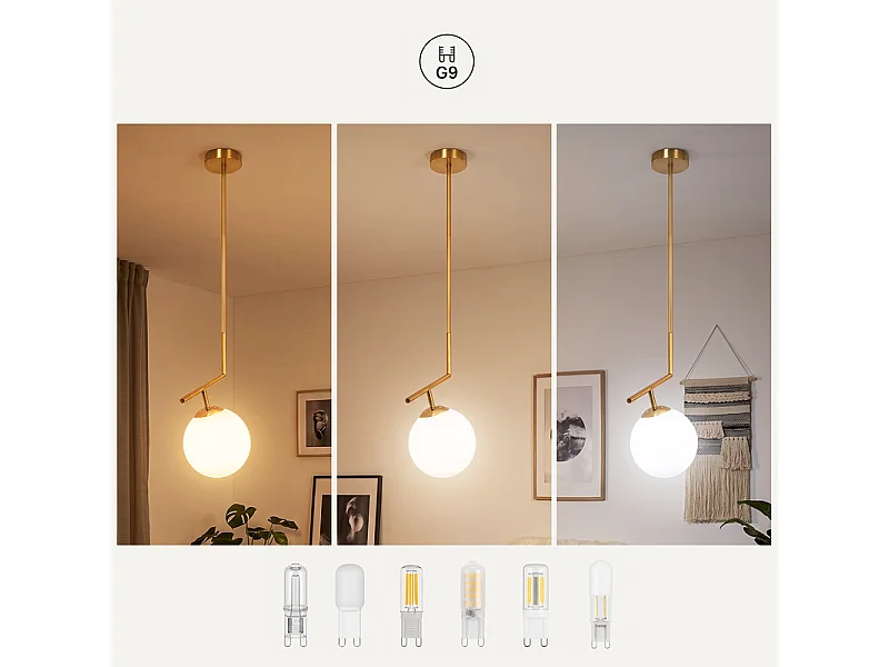 NETTLIFE Suspension or 1 lumiere opal G9 pour salle a manger/cuisine/salon