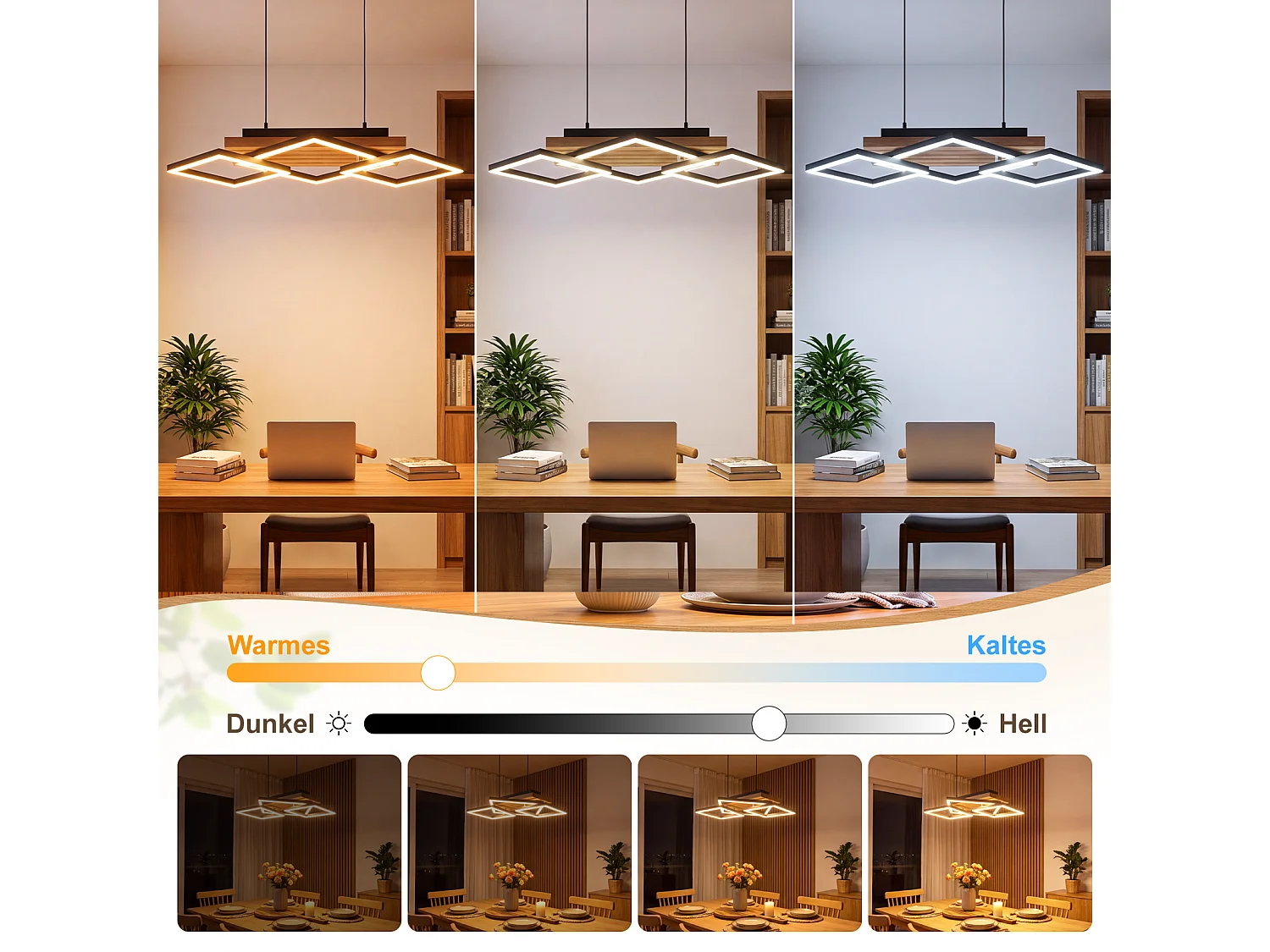 NETTLIFE Drewniana Wisząca Lampa do Jadalni, Nowoczesna z Możliwością Ściemniania E27, Oprawa Wisząca do Kuchni