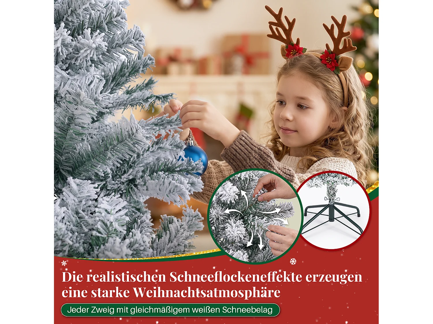 NETTLIFE Albero di Natale artificiale 210 cm, abete artificiale in PVC Christmas Tree