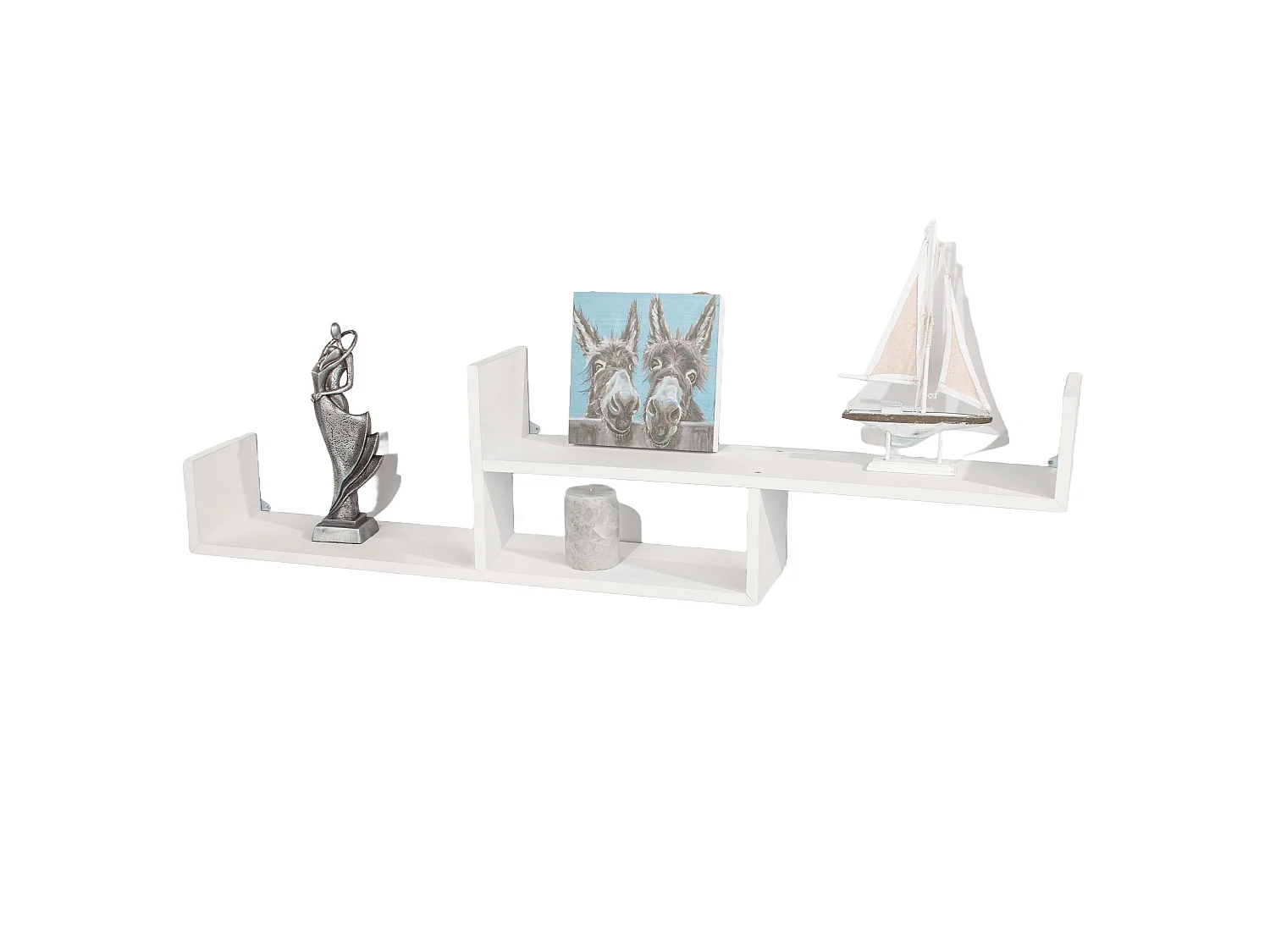 Floating Two Tier Wall Shelf - Matt White