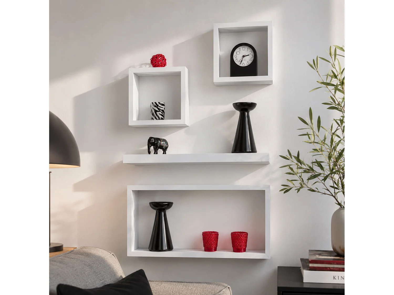 Hudson 4-Piece Floating Shelf Kit, Matt White Finish