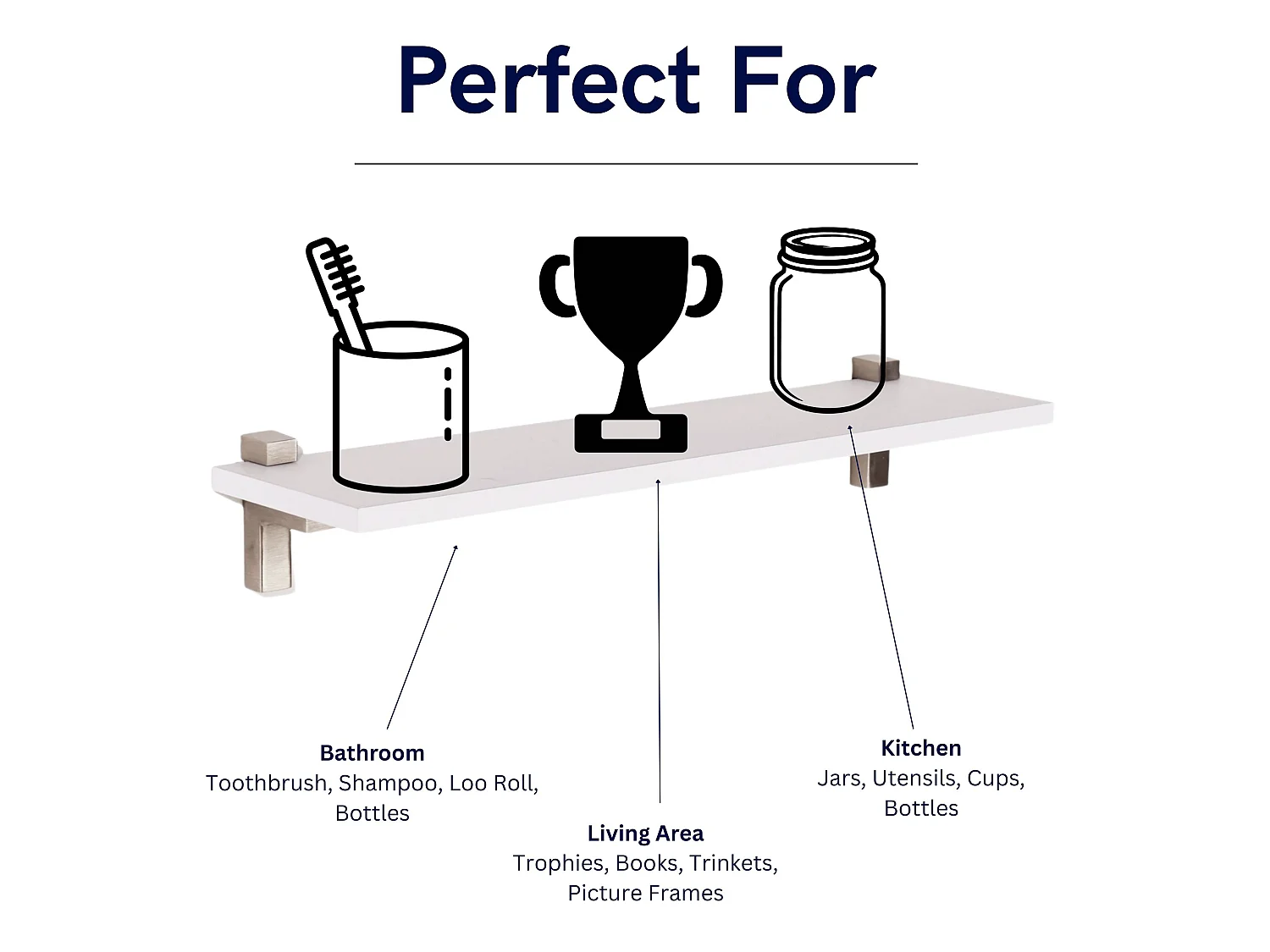 Lavant 60cm Slim Shelf Kit with L-Shaped Metal Brackets