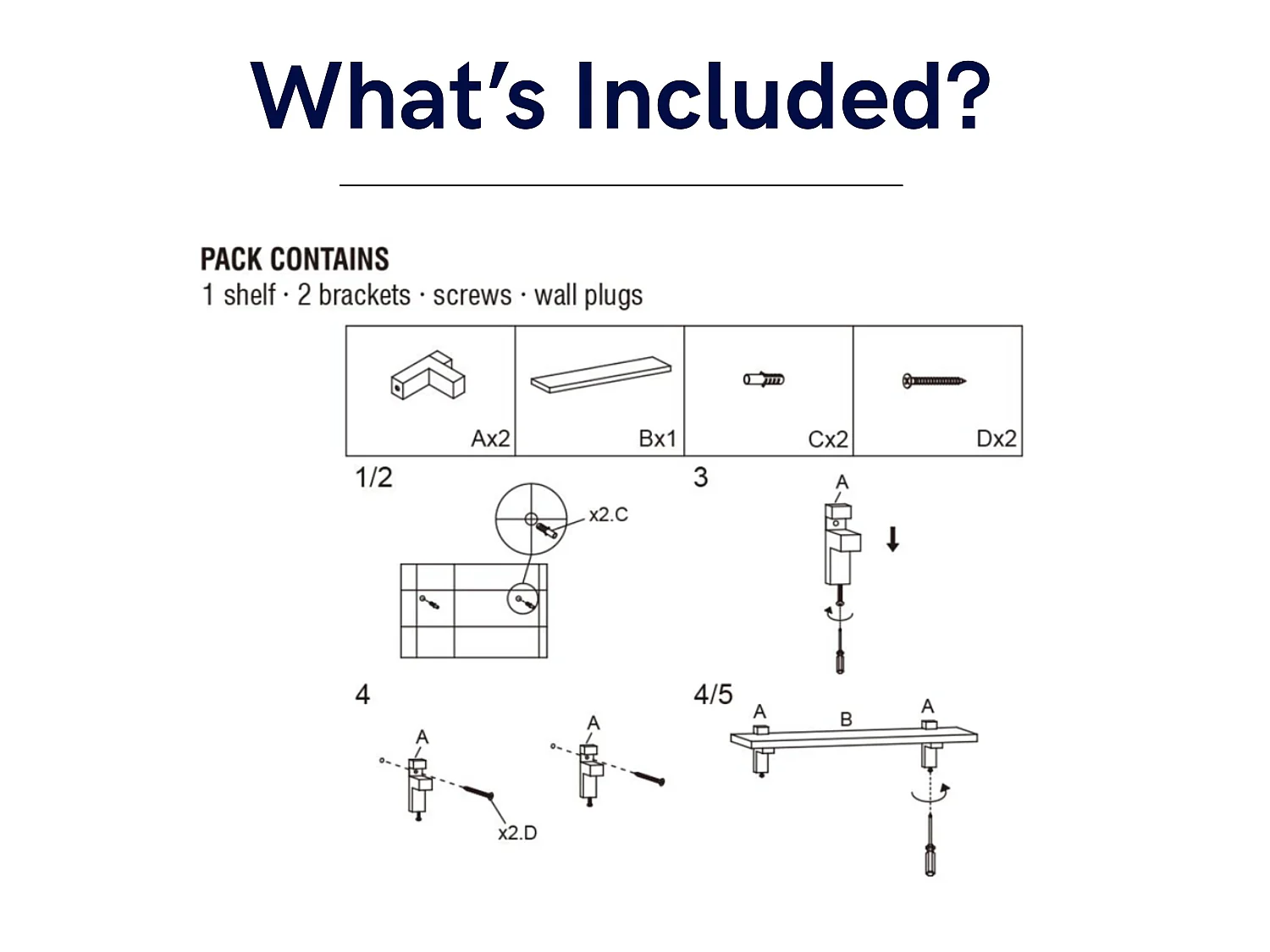 Lavant 60cm Slim Shelf Kit with L-Shaped Metal Brackets