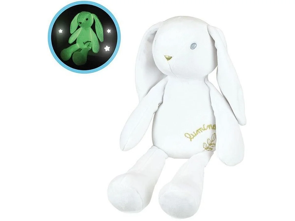 Peluche lapin Luminou Jemini 30 cm blanche - Peluche lumineuse pour bébé