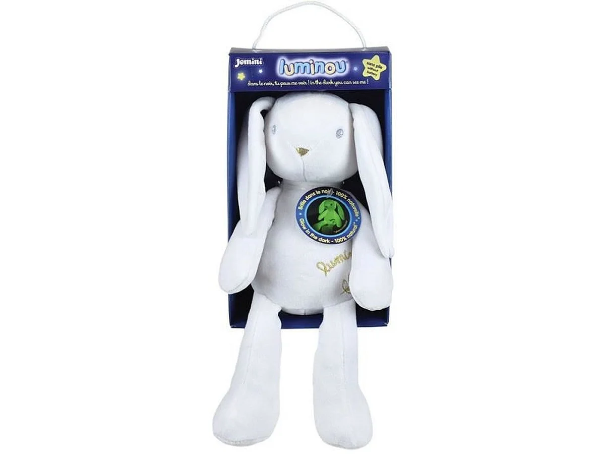Peluche lapin Luminou Jemini 30 cm blanche - Peluche lumineuse pour bébé