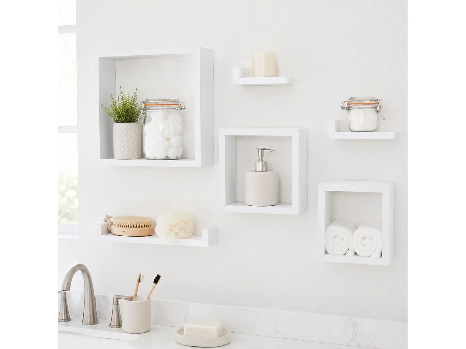 Hudson 6-Piece Floating Shelf Kit, Set of 6