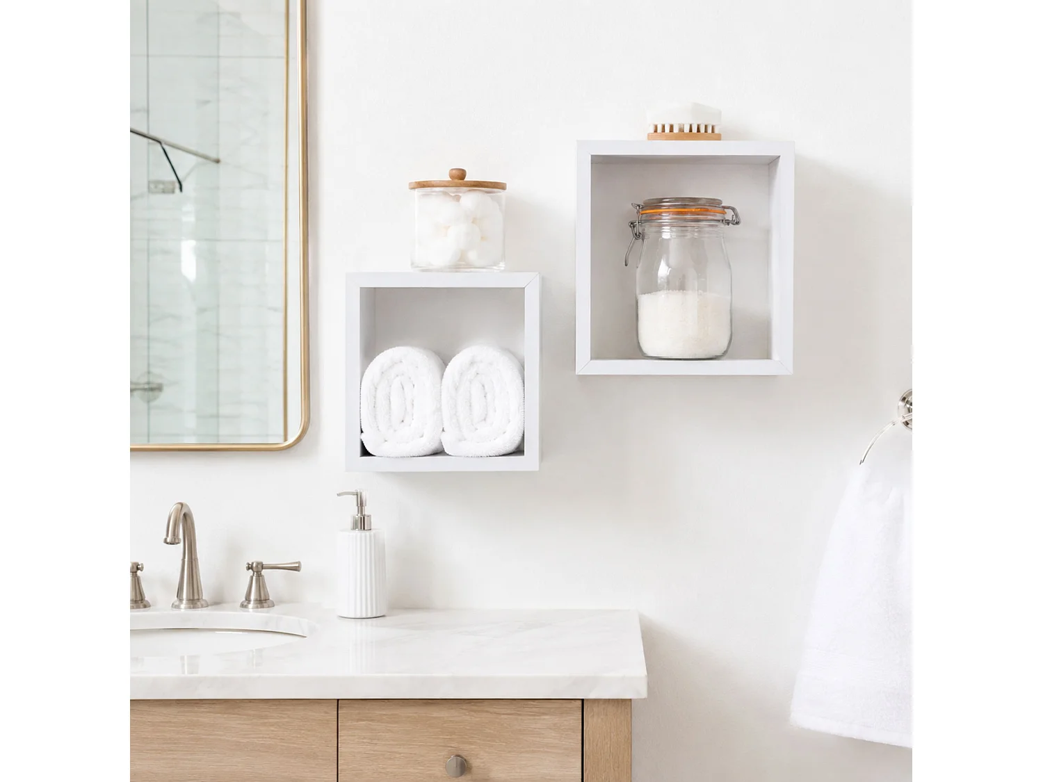 Hudson Set of 2 Floating Wall Cubes, 2-Piece Shelf Kit