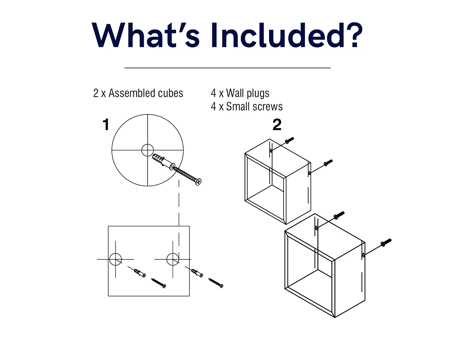 Hudson Set of 2 Floating Wall Cubes, 2-Piece Shelf Kit