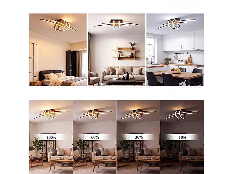 NETTLIFE Lampa sufitowa do salonu, drewniana oprawa sufitowa LED 2tCXJC