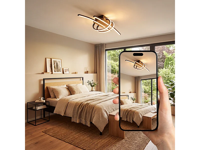 NETTLIFE Lampa sufitowa do salonu, drewniana oprawa sufitowa LED 2tCXJC