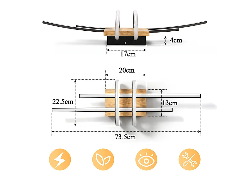NETTLIFE Lampa sufitowa do salonu, drewniana oprawa sufitowa LED 2tCXJC