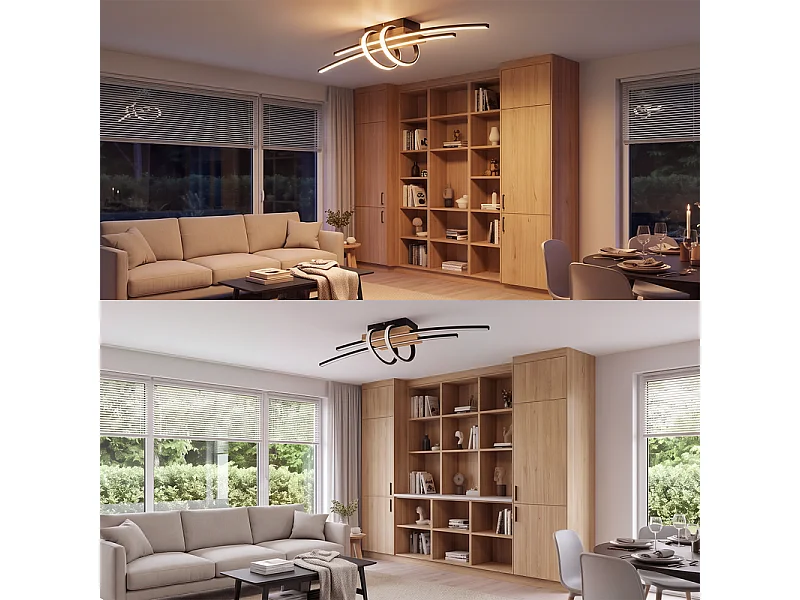 NETTLIFE Lampa sufitowa do salonu, drewniana oprawa sufitowa LED 2tCXJC