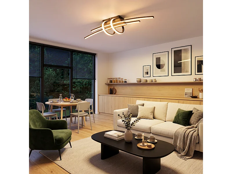 NETTLIFE Lampa sufitowa do salonu, drewniana oprawa sufitowa LED 2tCXJC