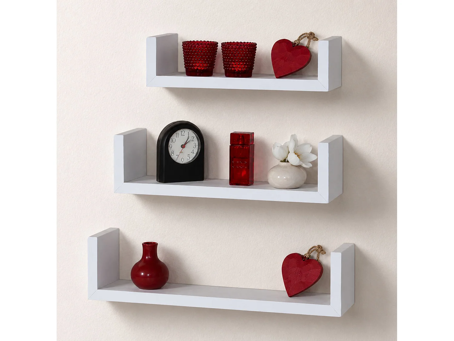 Hudson Set of 3 'U'-Piece Shelving Kit, Rectangular Wall Shelves