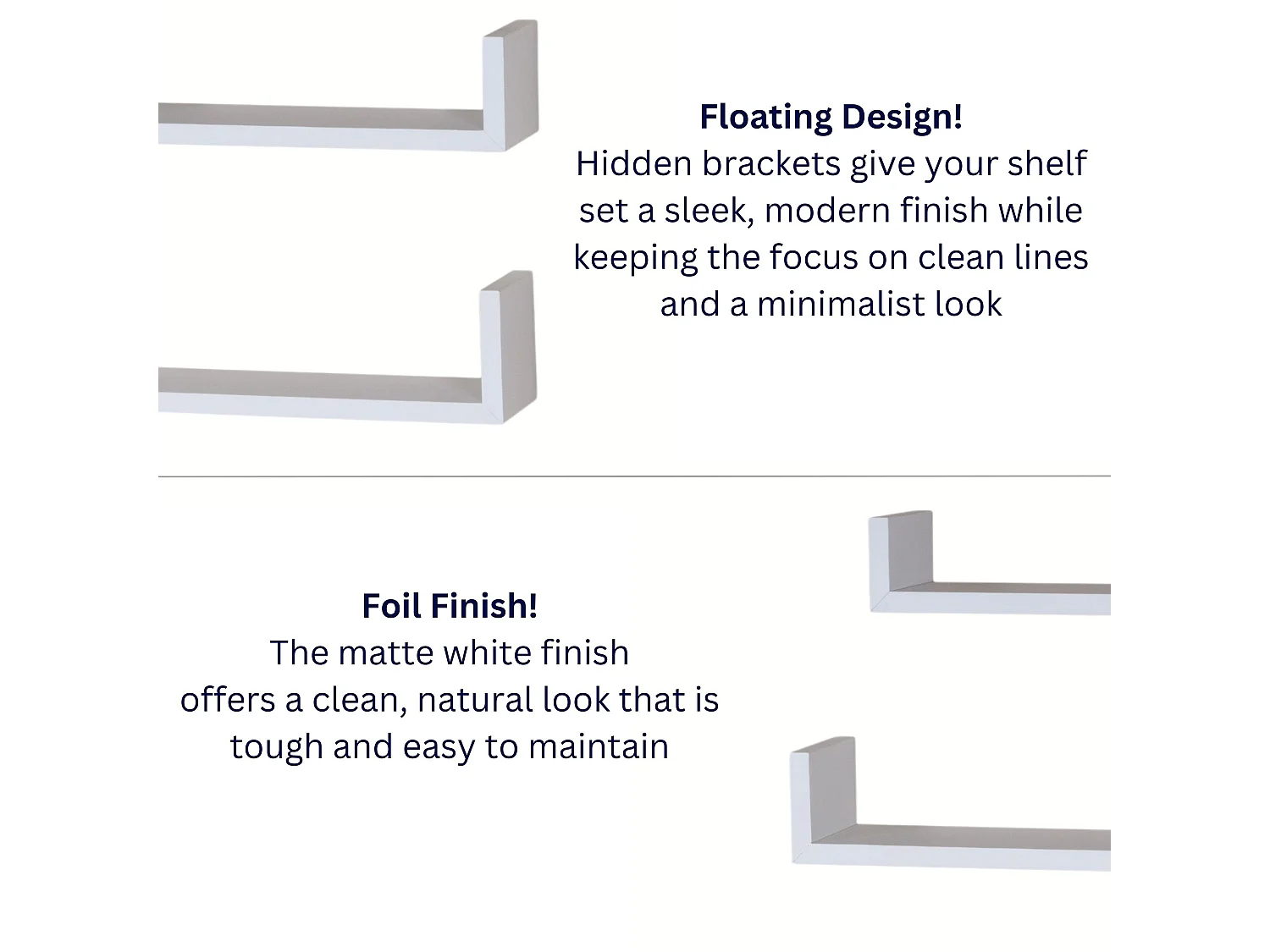 Hudson Set of 3 'U'-Piece Shelving Kit, Rectangular Wall Shelves
