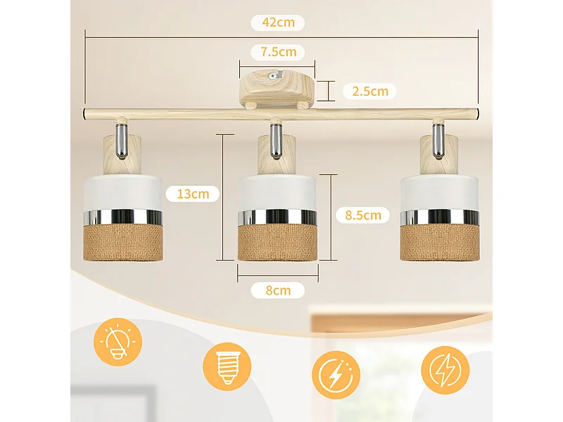 NETTLIFE Glitzerlife Deckenleuchte 3-flammig, Deckenlampe E14, Vintage-Deckenleuchte