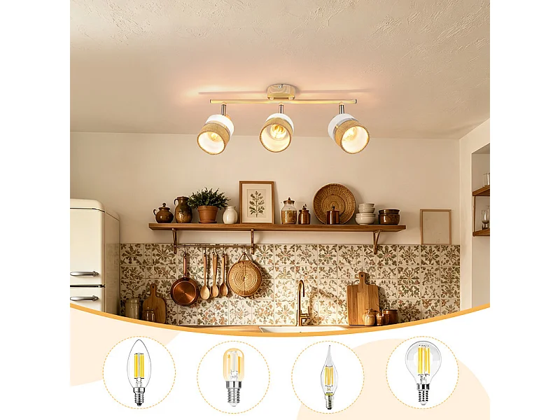 NETTLIFE Glitzerlife Deckenleuchte 3-flammig, Deckenlampe E14, Vintage-Deckenleuchte