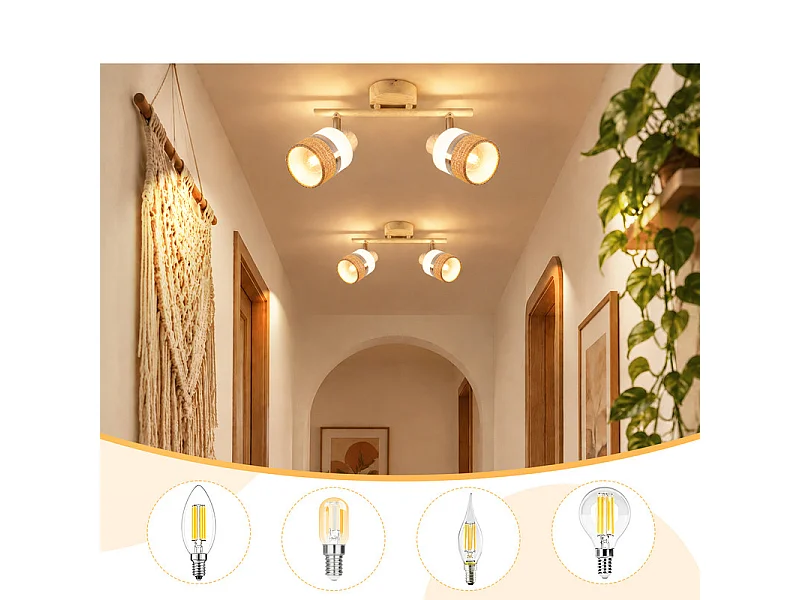 NETTLIFE Glitzerlife LED-Deckenleuchte 2-flammig, Deckenlampe E14, Küchenlampe