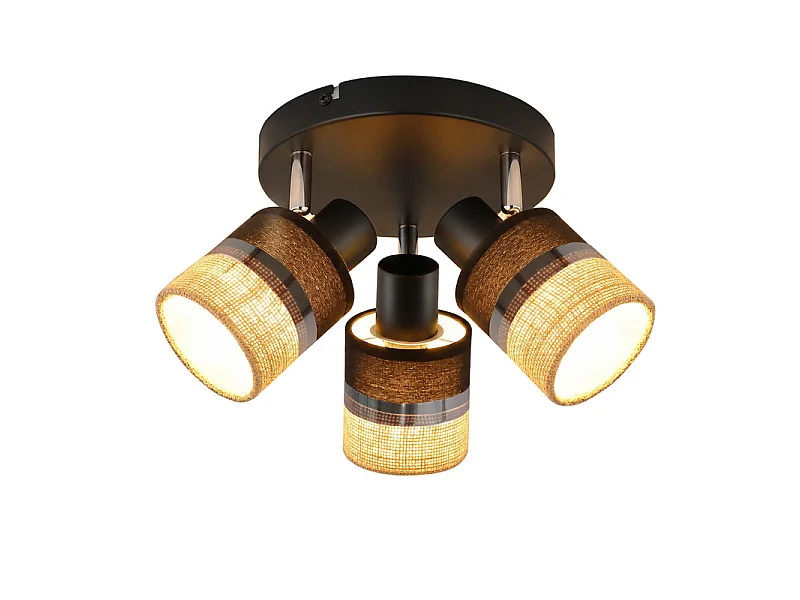 NETTLIFE Glitzerlife Applique de plafond 3 flammes Ronde Lampe de plafond Noire Luminaire de plafond