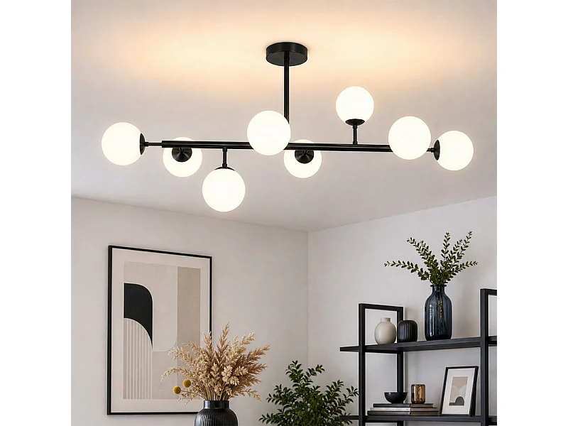 NETTLIFE Plafondlamp 8 lampen Plafondlamp voor woonkamer Plafondlamp voor slaapkamer Zwart G9