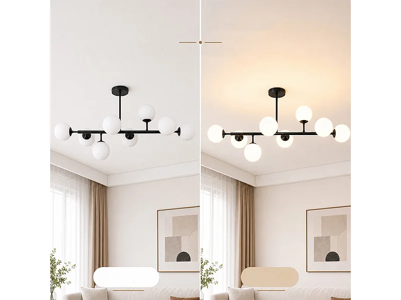 NETTLIFE Plafondlamp 8 lampen Plafondlamp voor woonkamer Plafondlamp voor slaapkamer Zwart G9