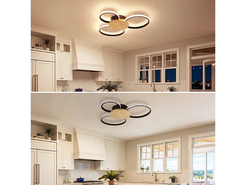 NETTLIFE Drewniana lampa sufitowa LED, oprawa sufitowa do salonu
