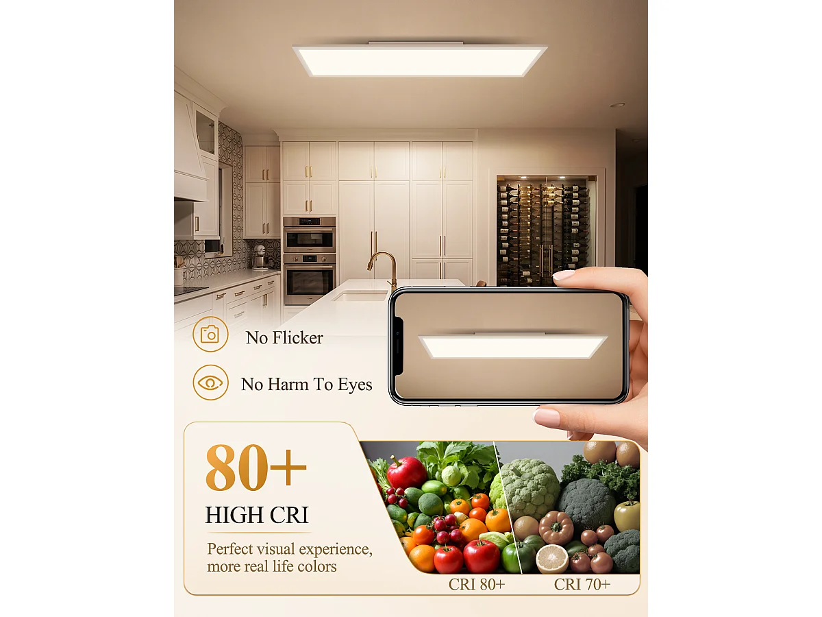 NETTLIFE Plafon LED 100x25cm 2940lm, Nowoczesny z Możliwością Ściemniania, Biały do Salonu [Klasa Energetyczna A]