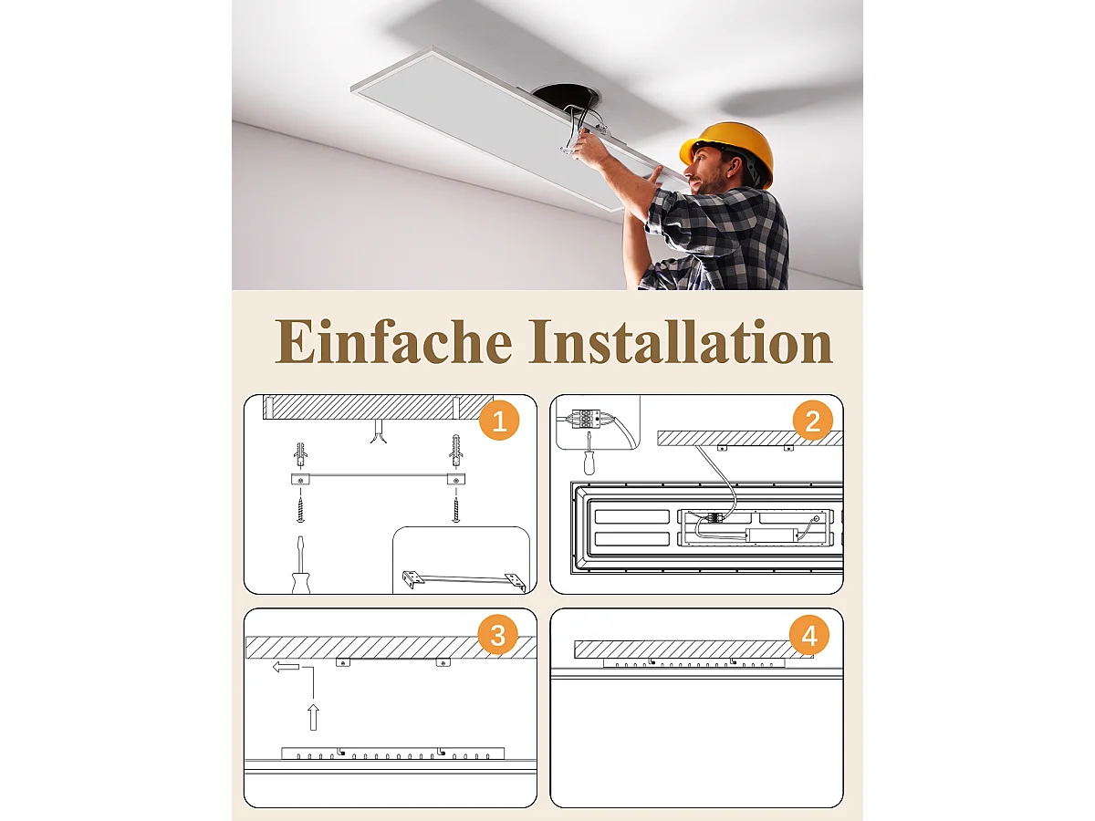 NETTLIFE Plafon LED 100x25cm 2940lm, Nowoczesny z Możliwością Ściemniania, Biały do Salonu [Klasa Energetyczna A]