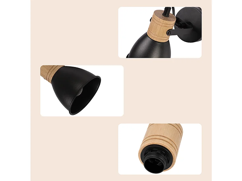 NETTLIFE Spot de plafond 1 lumiere, lampe E14 vintage pour couloir et cuisine