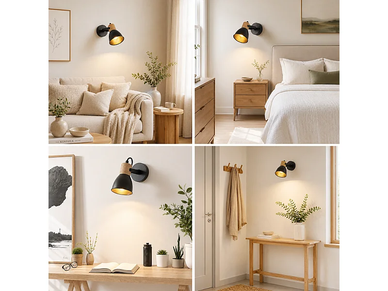 NETTLIFE Spot de plafond 1 lumiere, lampe E14 vintage pour couloir et cuisine