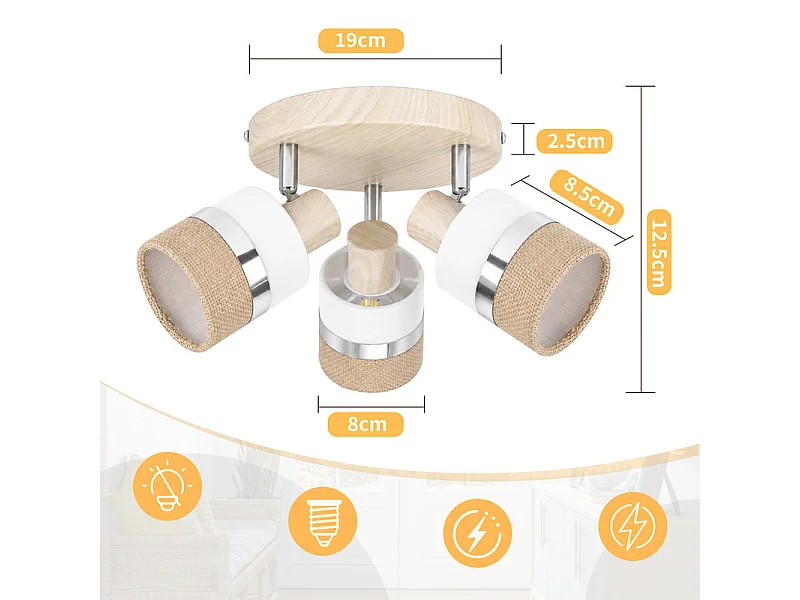 NETTLIFE Glitzerlife Deckenleuchte 3-flammig rund, LED-Deckenlampe schwenkbar E14
