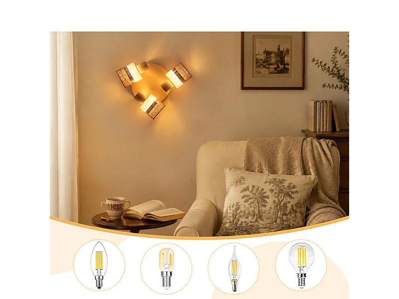 NETTLIFE Glitzerlife Deckenleuchte 3-flammig rund, LED-Deckenlampe schwenkbar E14