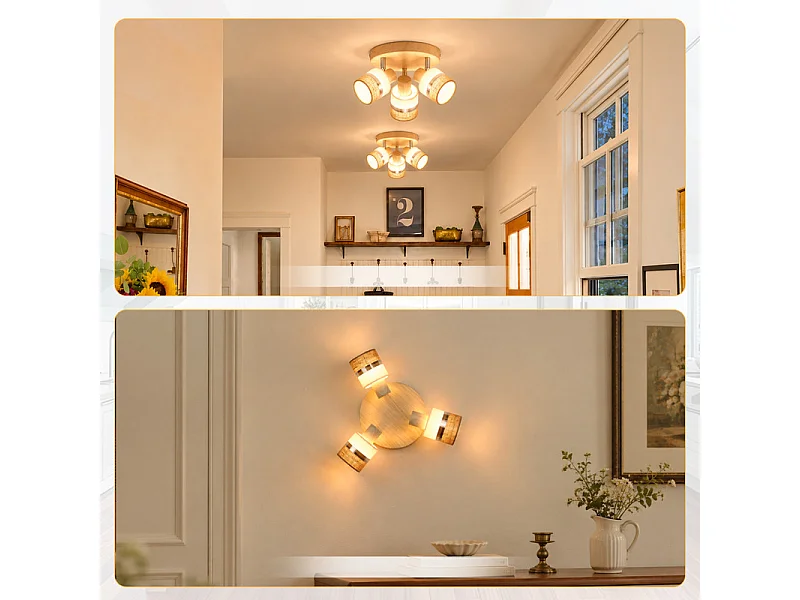 NETTLIFE Glitzerlife Deckenleuchte 3-flammig rund, LED-Deckenlampe schwenkbar E14