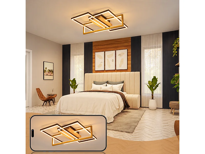NETTLIFE Plafondlamp Woonkamer LED Plafondlamp Zwart 46 W Keukenlamp