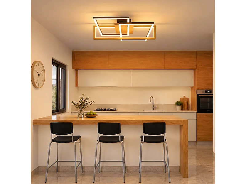 NETTLIFE Plafondlamp Woonkamer LED Plafondlamp Zwart 46 W Keukenlamp