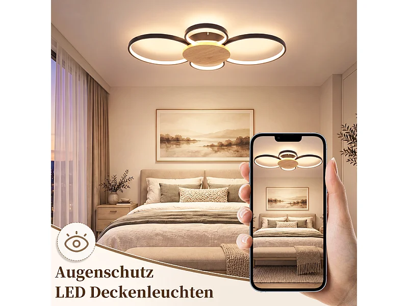 NETTLIFE Lampa sufitowa drewniana do sypialni 4KDXYQ